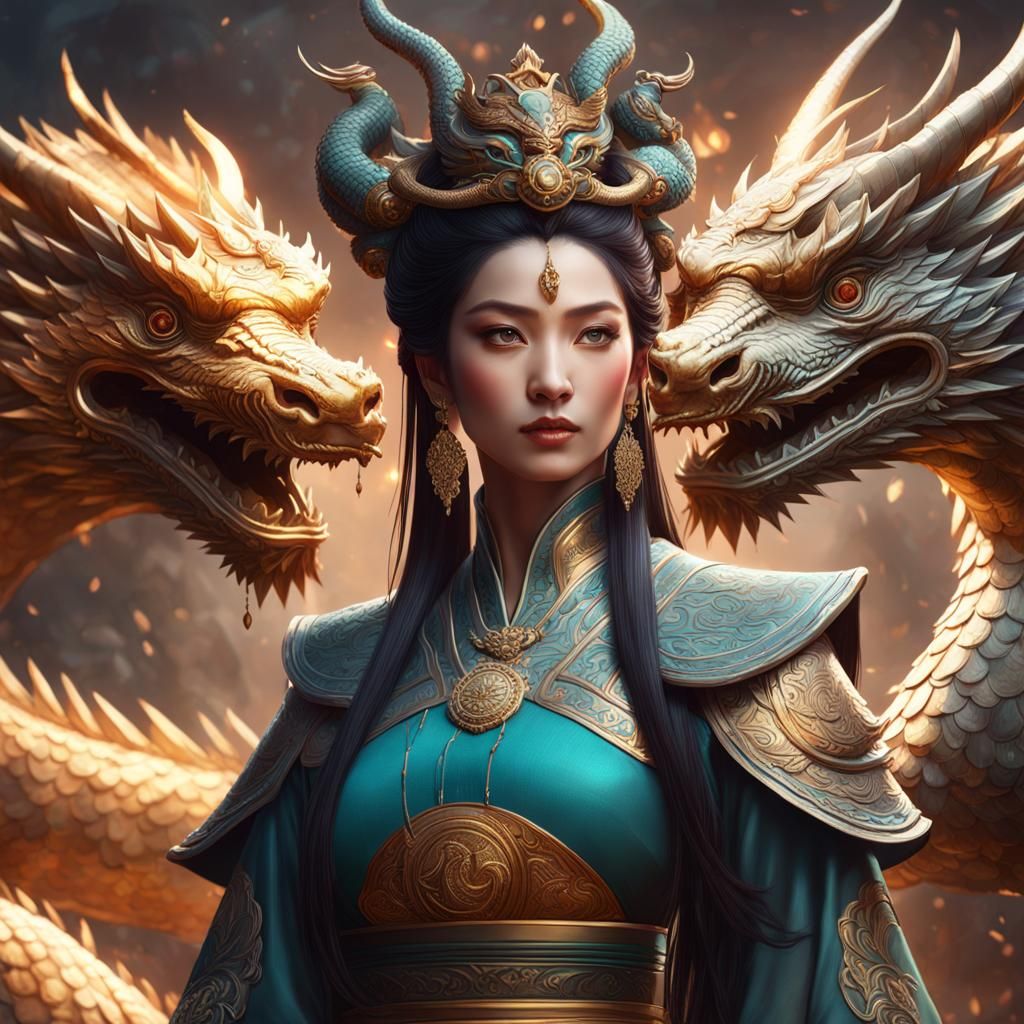 Ancient donghua goddess  with dragon
