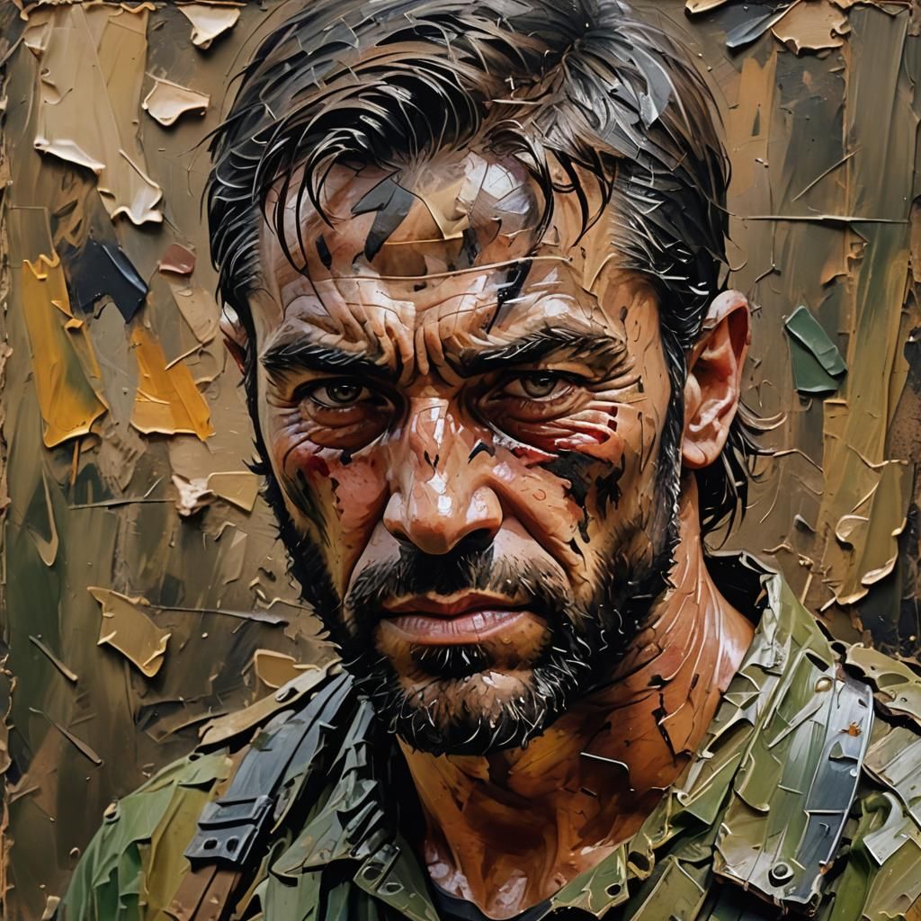 Impasto pallet knives painting, painting stroke in random si...