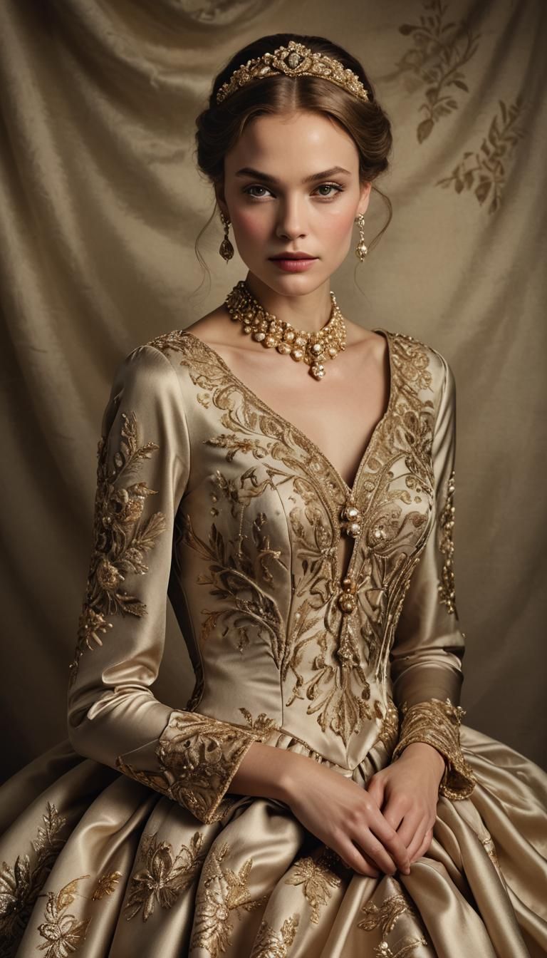 Elegant Woman in Gown: Renaissance-Inspired Portrait