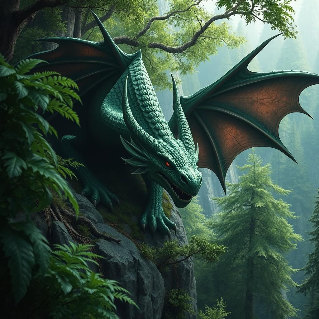 Green Dragon Mzarkveil Lies in Wait
