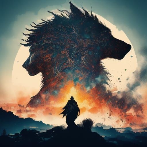 Palestinian Wolf Woman Weeps in War-Torn Landscapes