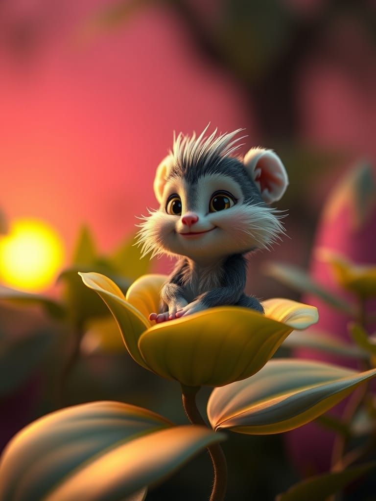 Adorable Furry Creature in Enchanted Forest, 3D Render