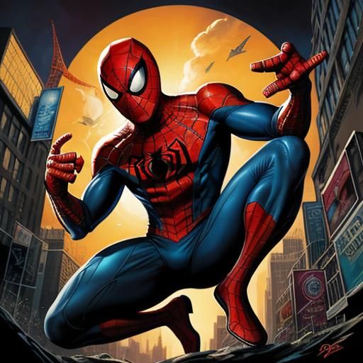 Spiderman Comic Book Art in Modern Style