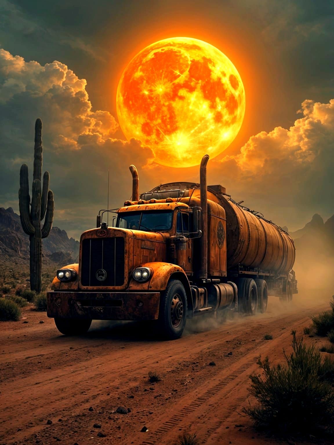 Fiery moon