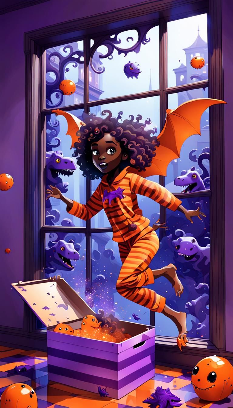 Ghost Girl and Toy Bat in Haunted Mansion