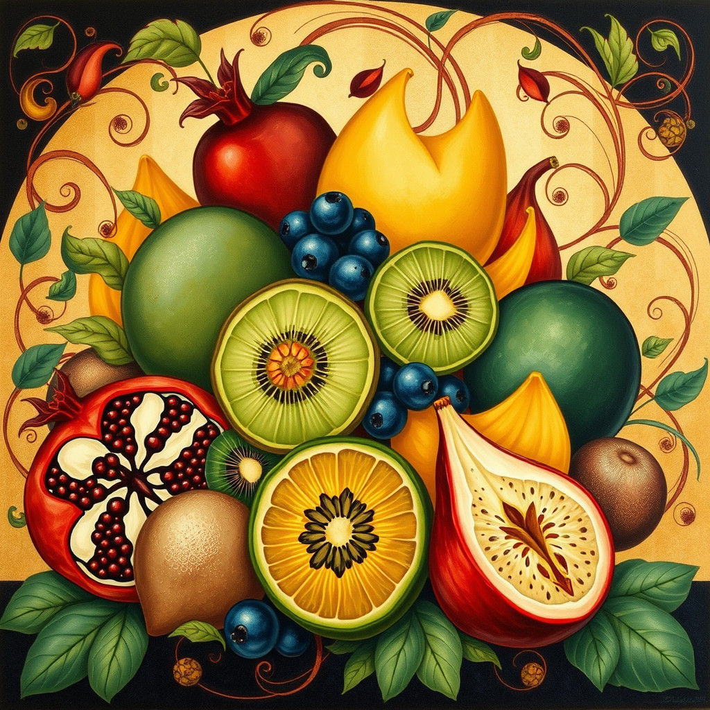 Art Nouveau Fruit Salad with Exotic Fruits