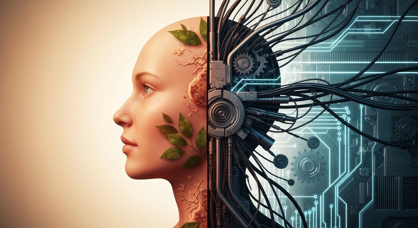 Humanity vs. Technology: A Conceptual Silhouette