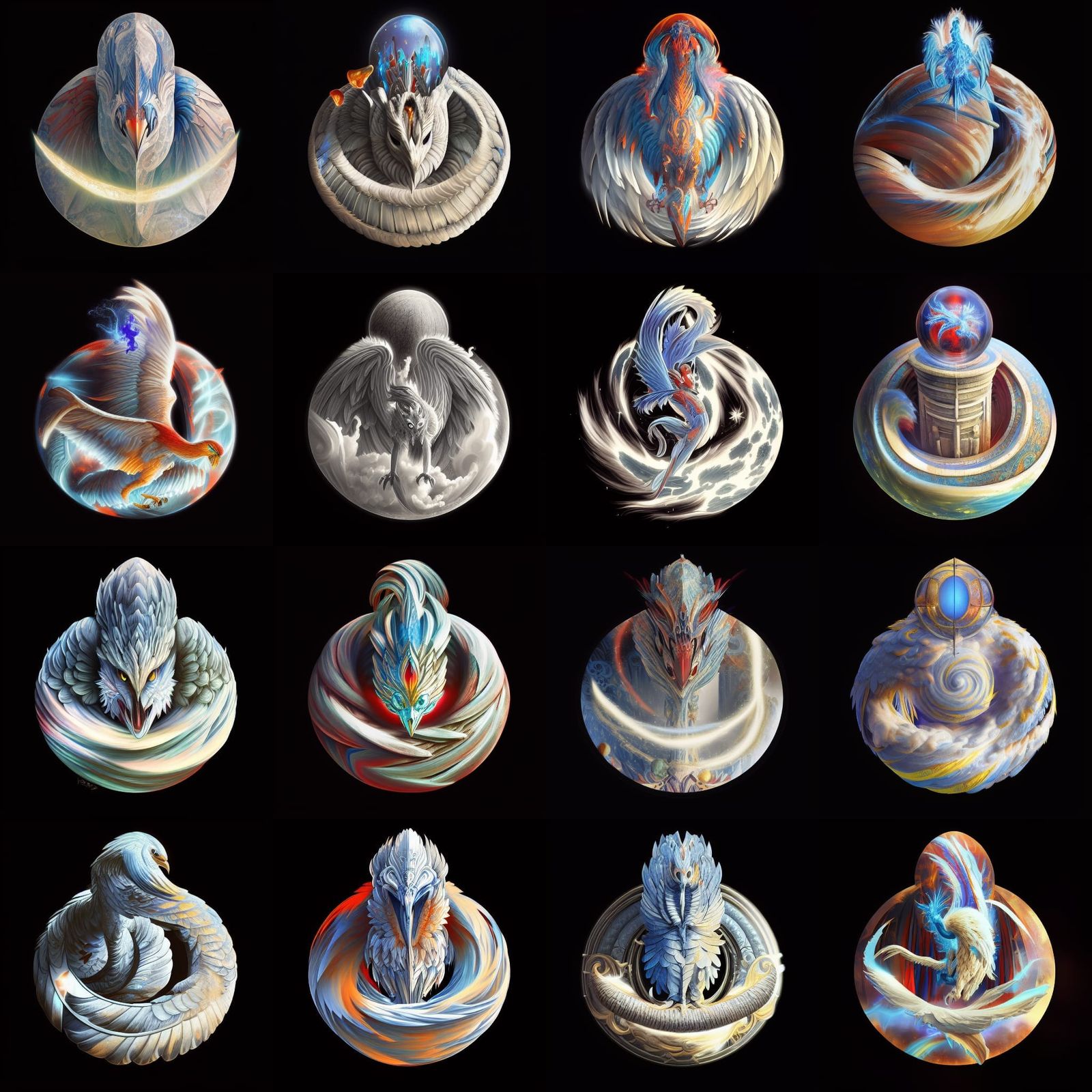 Blue Phoenix Emerges from Fireball: Digital Matte Painting