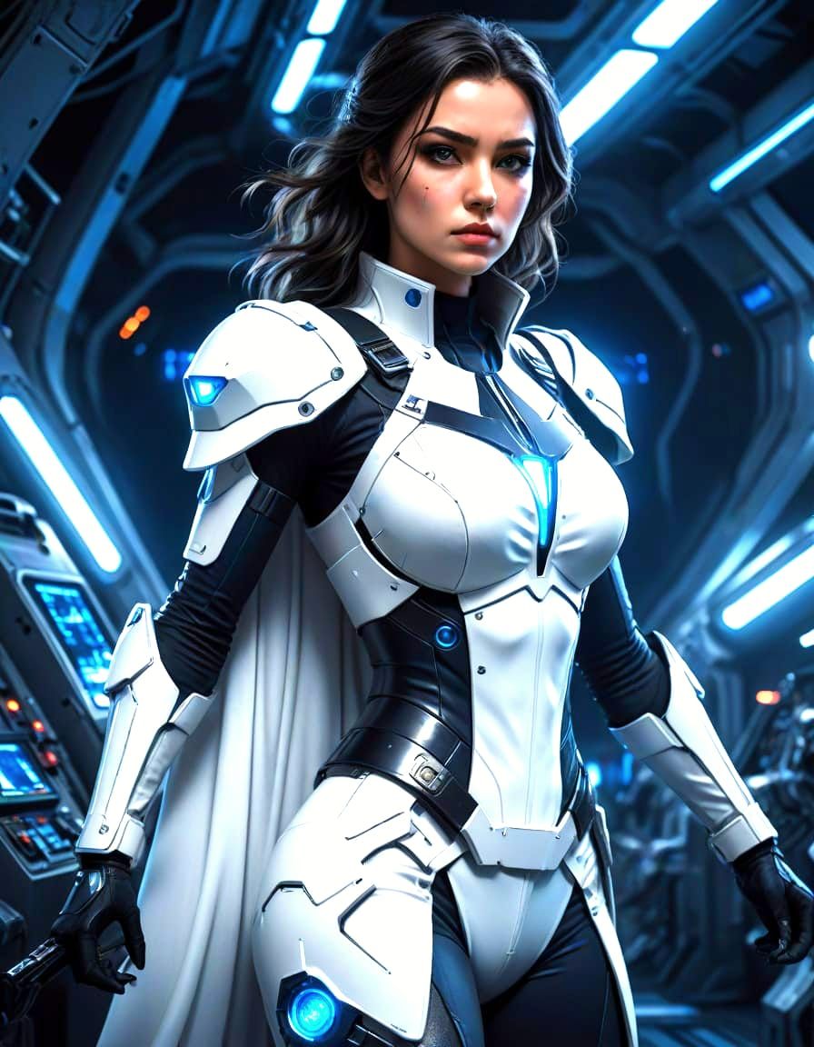 Cyberpunk Warrior Goddess in Military Attire