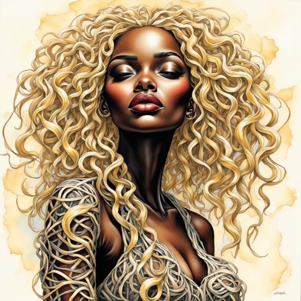 Goddess Illustration with Intricate Details and Textures