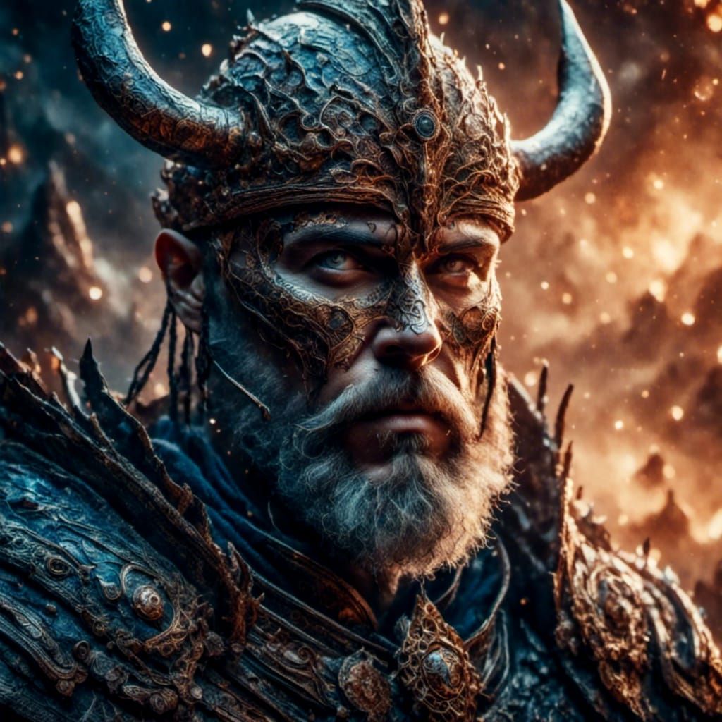 Menacing Viking Warlord Leads Army in Hyperrealistic Portrai...