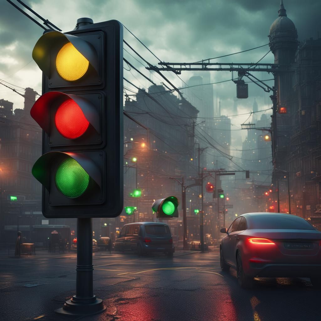 Traffic Light Switched Off: Detailed Matte Painting