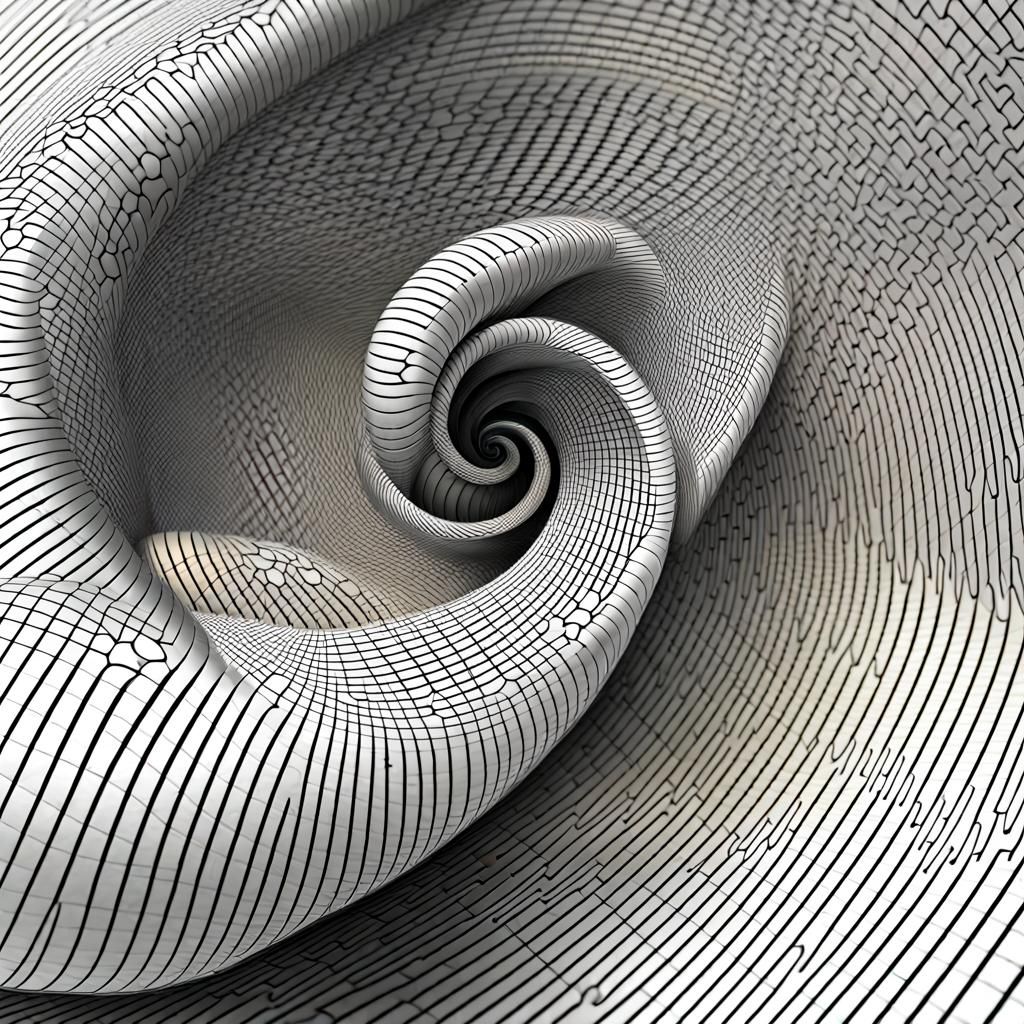 3D Optical Illusion: Fibonacci Spiral on Graph Paper