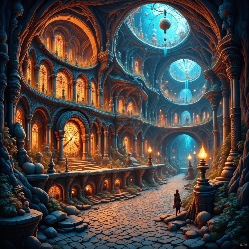 Luminous Wizard's Sanctum in Dreamlike Haze