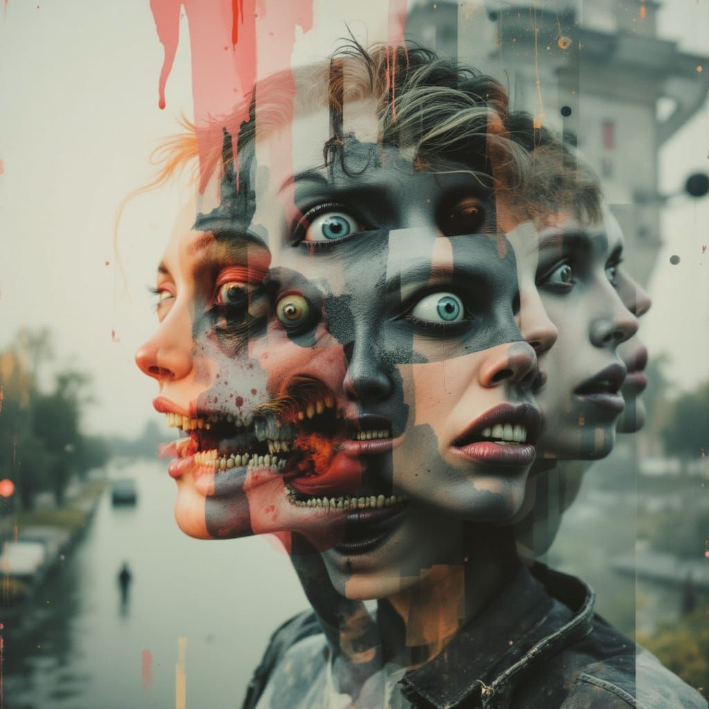 Multiple Exposure Pain Geisha Art