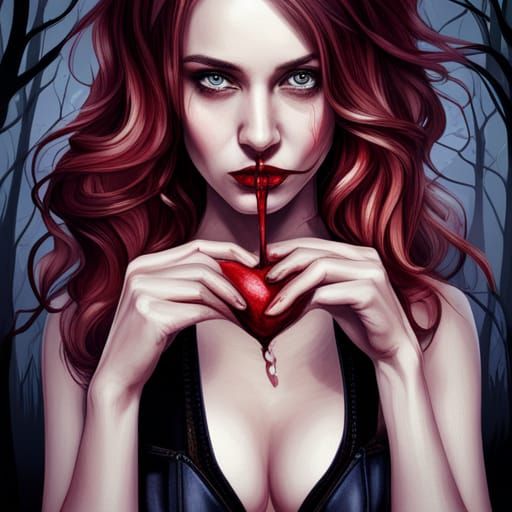Gothic Horror: Woman Eating a Bleeding Heart