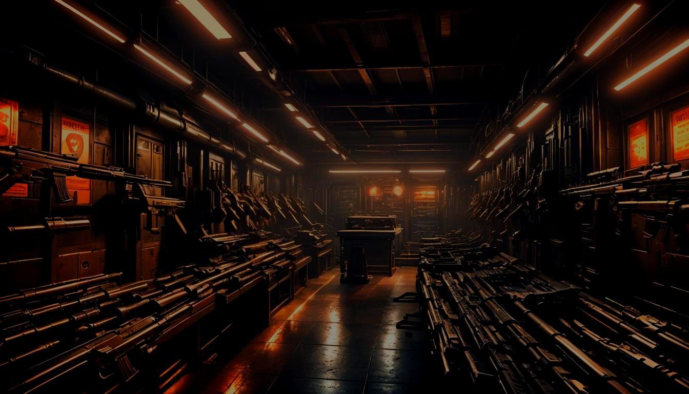 Detailed 3D Anime Military Armory Concept Art