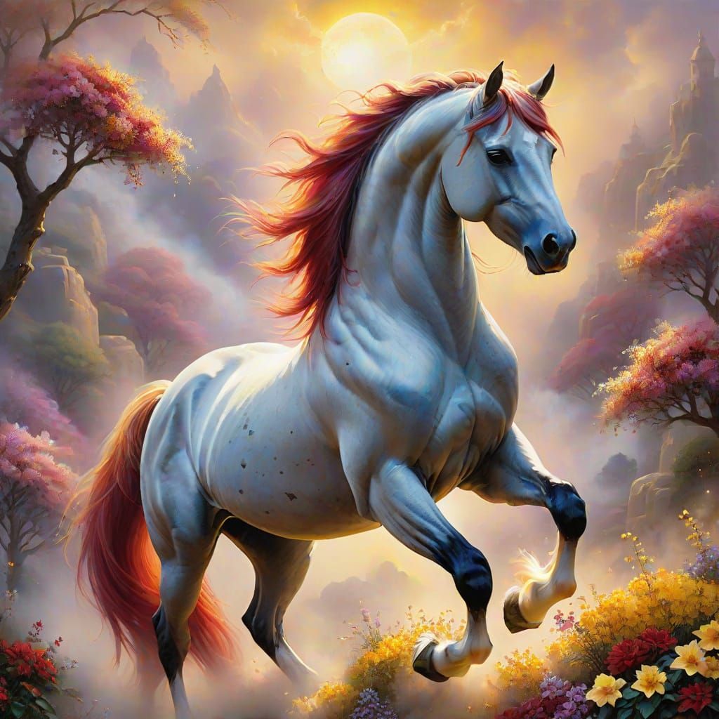 Arabian Stallion on Planet in Ethereal Fantasy Style