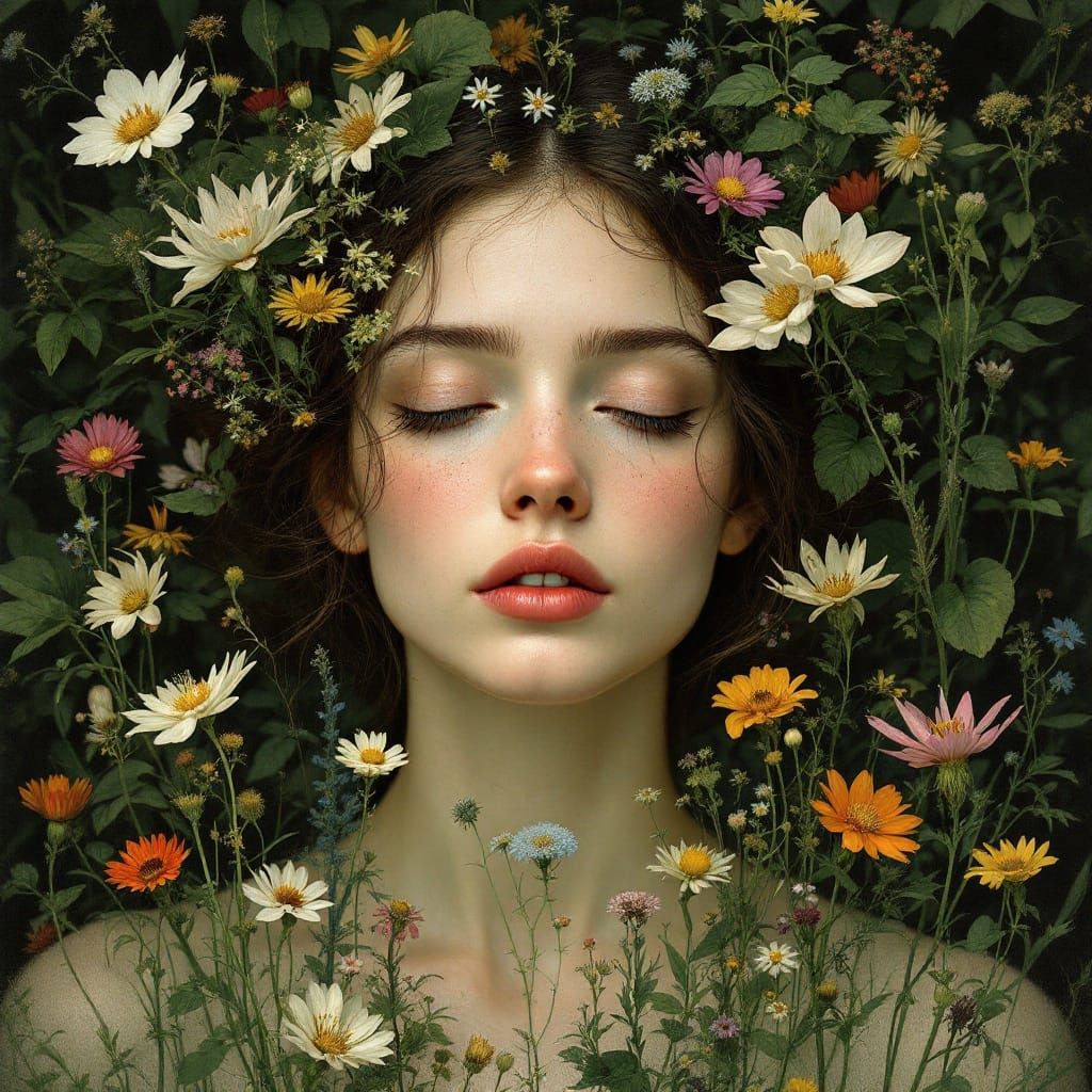 Enchanting Goddess of Nature in Lush Landscape