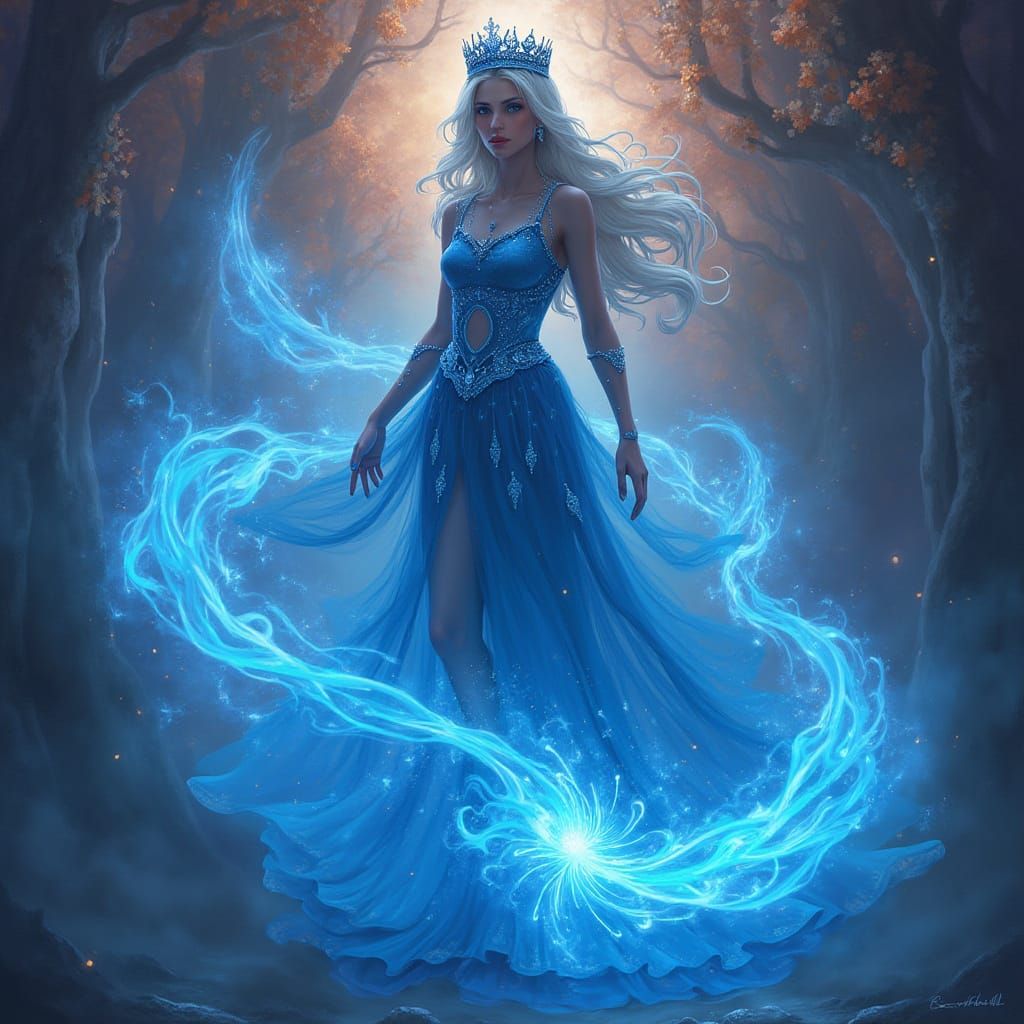 Luminous Princess in Dreamlike Landscape, Matte Painting