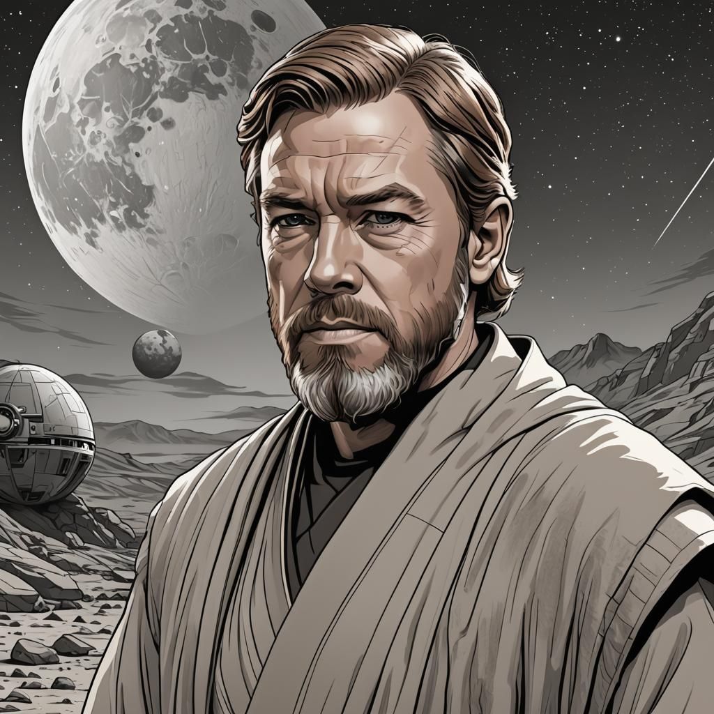 Obi Wan Kenobi Line Art Portrait