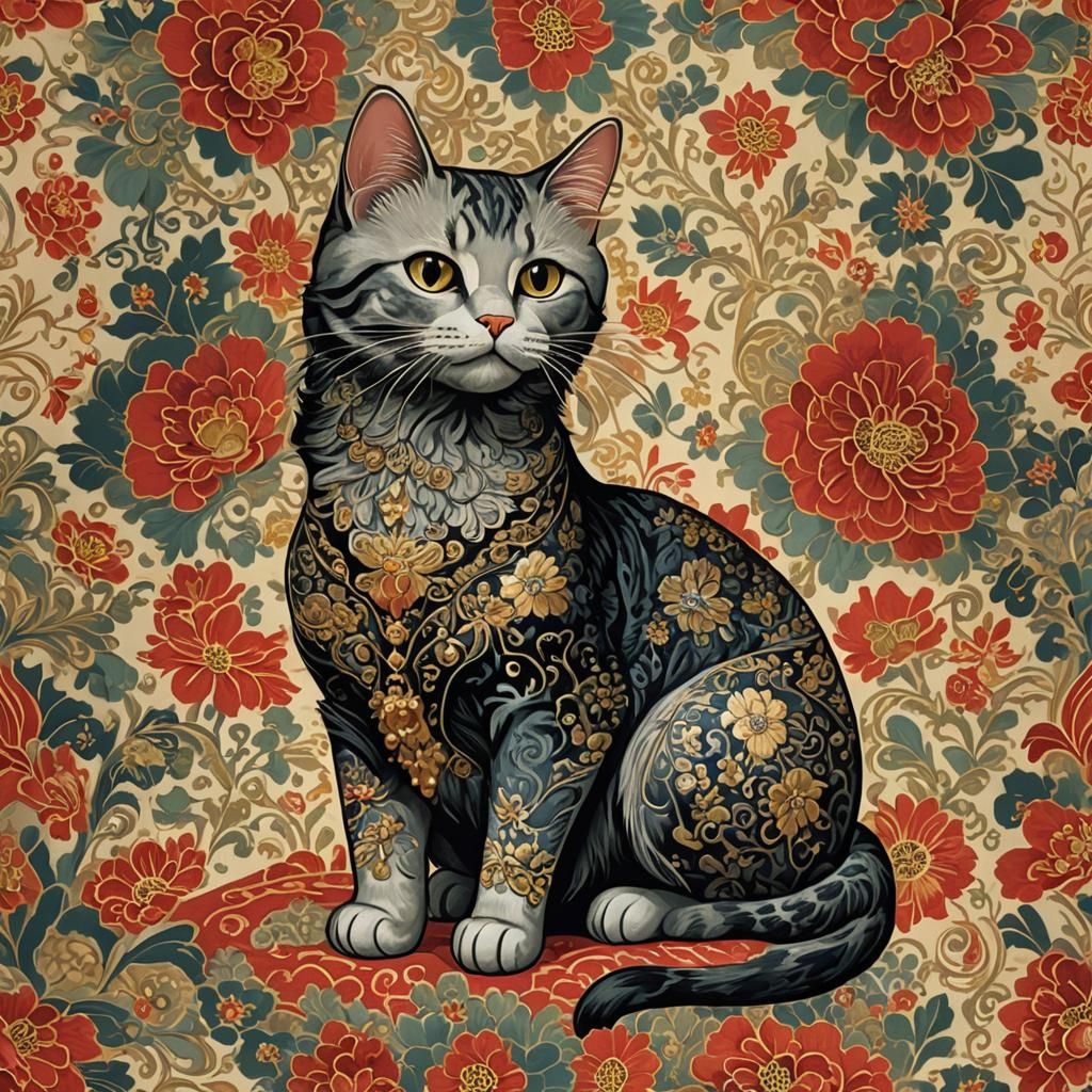 Brocade Cat AI Image