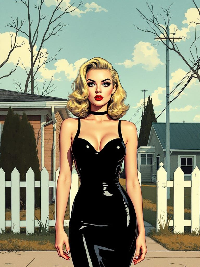 Suburban Gothic Pin-Up in Glossy Style