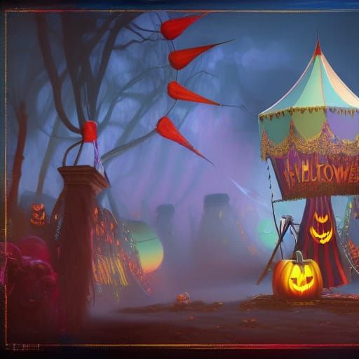 Halloween Circus Clown in Detailed Matte Painting