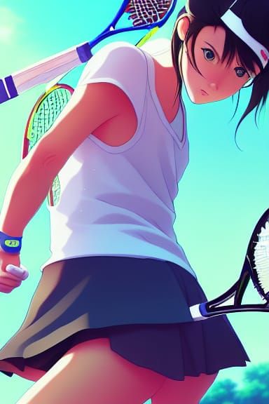Anime Rookie Tennis Player in Studio Ghibli Style