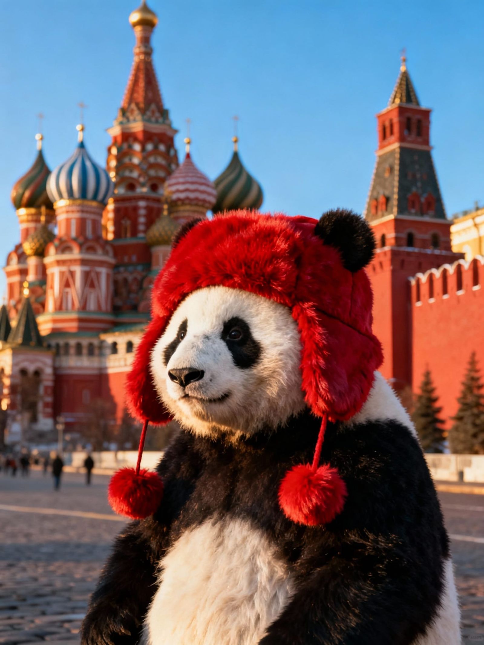 Panda in Red Hat at Red Square, Moscow