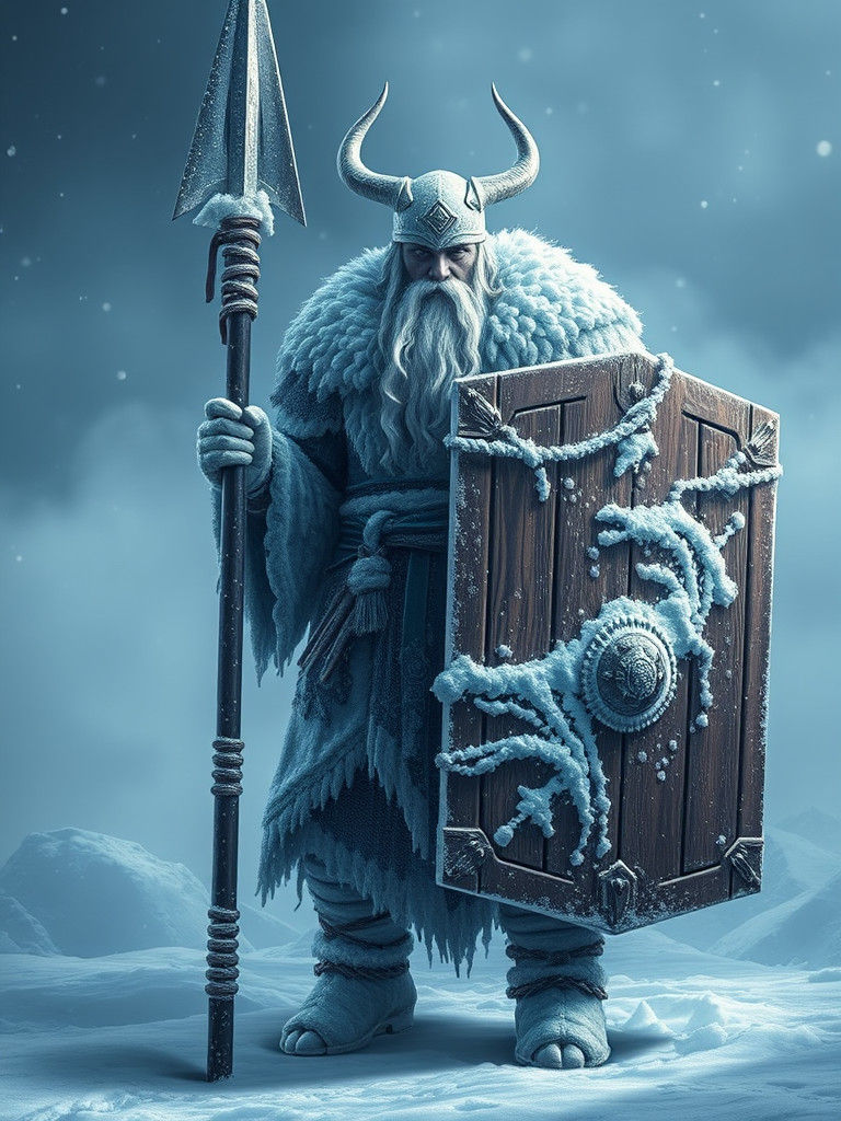 Ice Viking Warrior with Spear and Shield