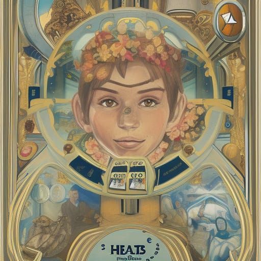Detailed Casino Portrait in Art Nouveau Style
