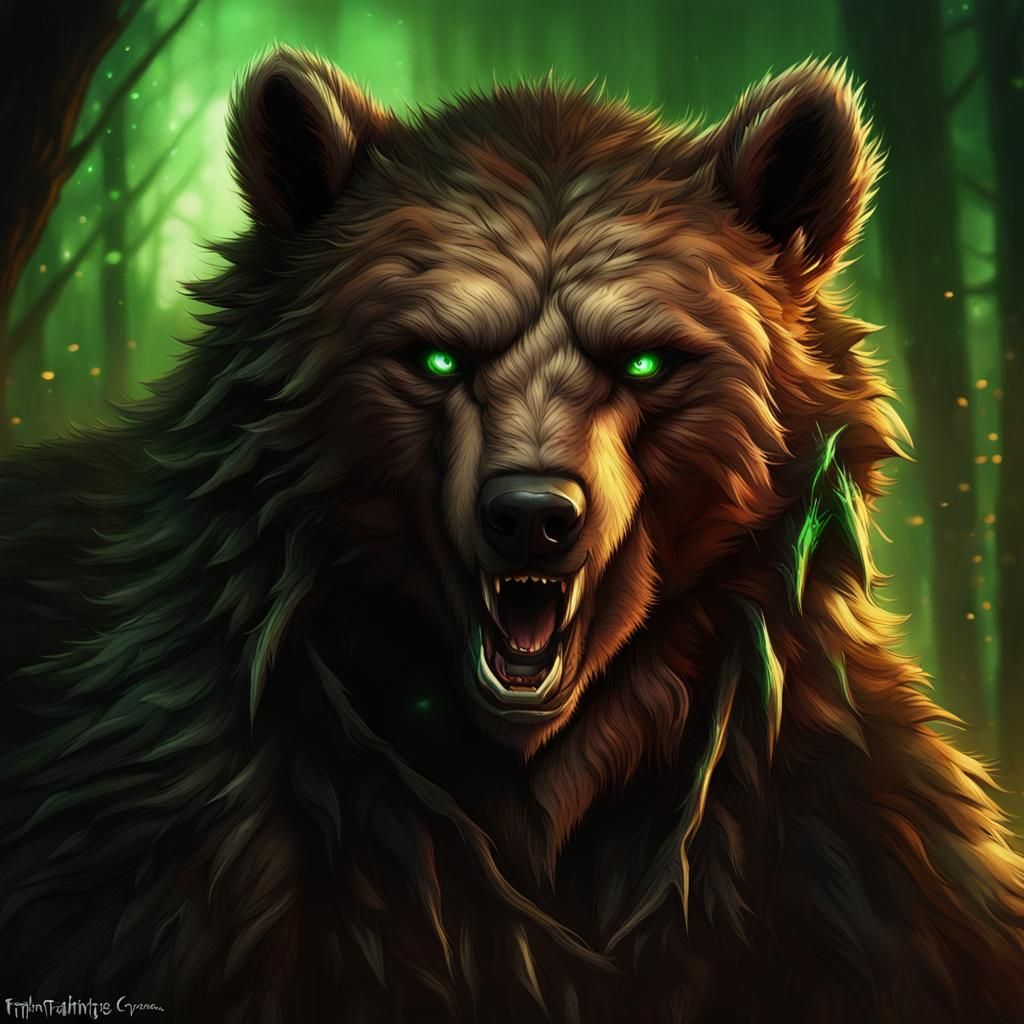 Fearsome Wild Sin Bear in Detailed Matte Painting