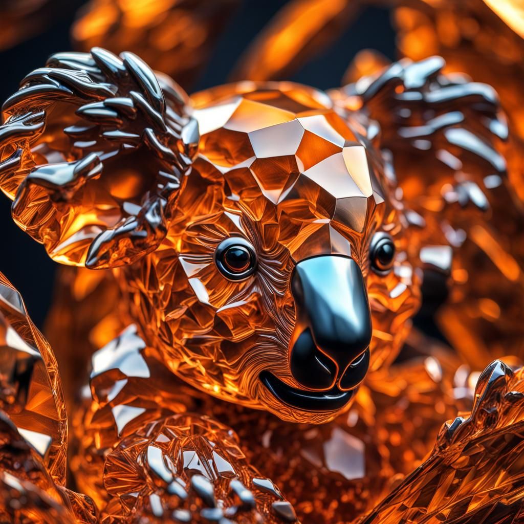 Hyperrealistic Orange Crystal Koala in HDR