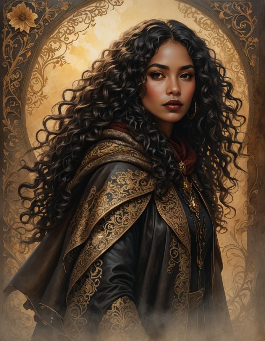 Hispanic Woman Portrait in Fantasy Art Style