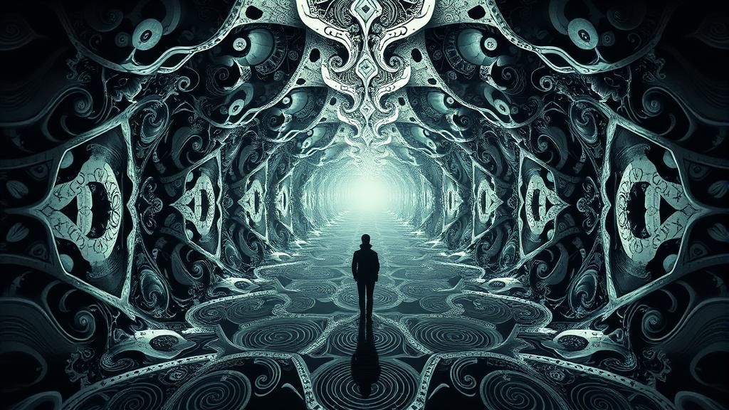 Fantasy Scene with Fractal Mirror Light Portrait