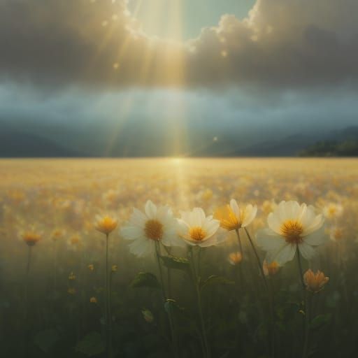 Ethereal Flowers in Heavenly Sunshine