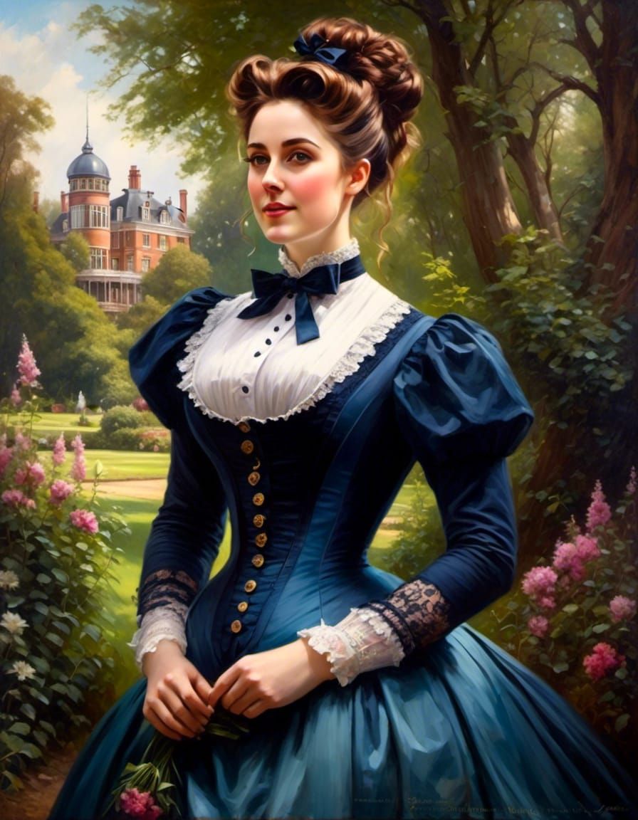 Curvy Victorian Woman with Messy Bun