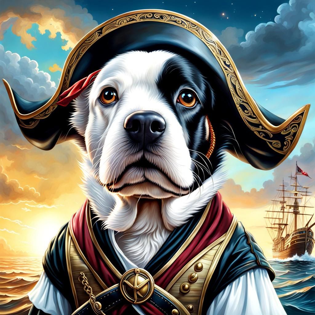 Pirate Dog in Sci-Fi Landscape