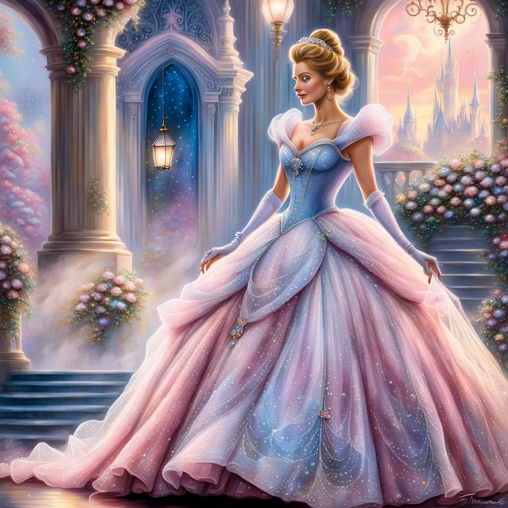 Cinderella Pink Gown with Luminous Pearls