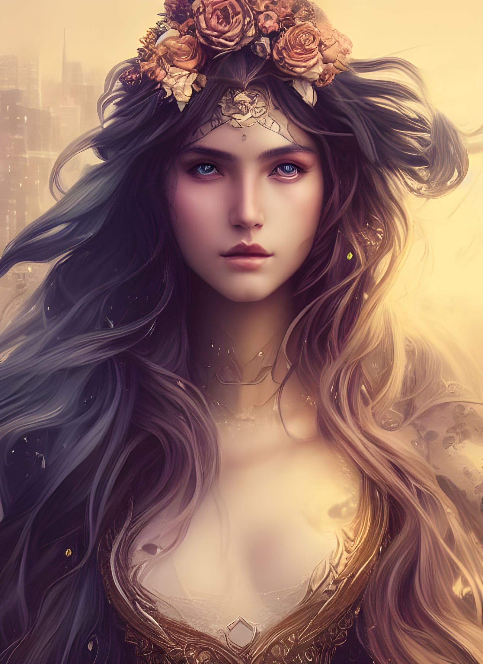 Gypsy Galaxy Goddess Portrait in Hyper-Detailed Digital Art