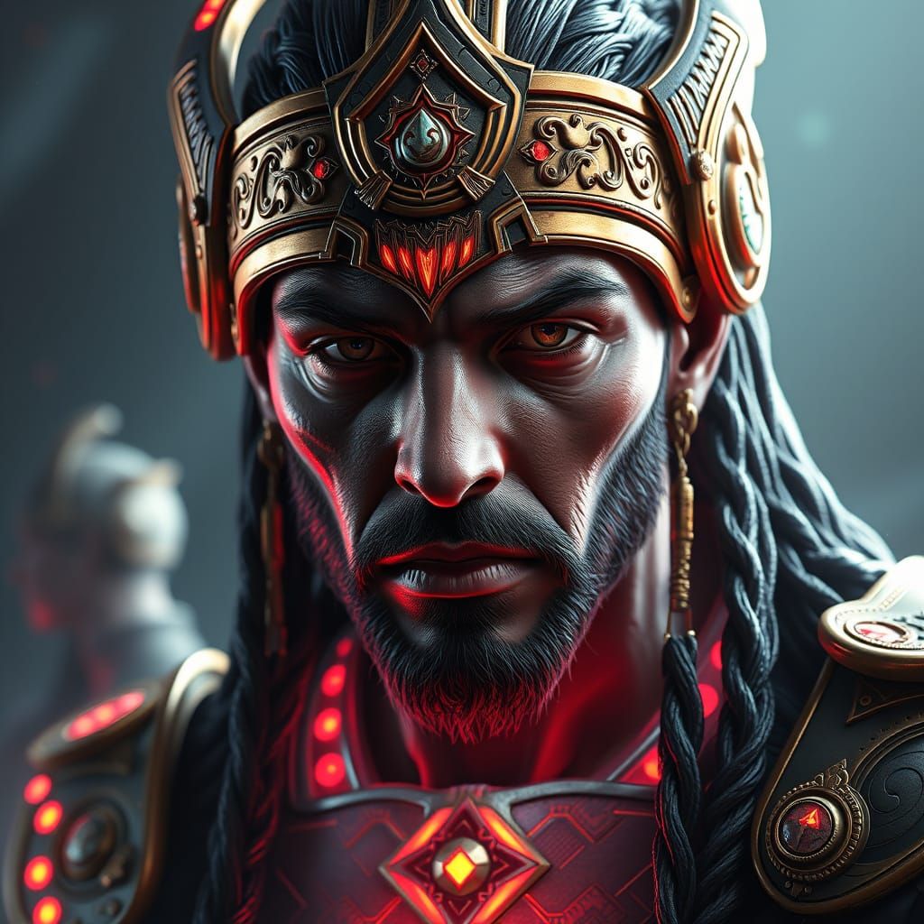 Tammuz Portrait in Dark Fantasy Art Nouveau Style