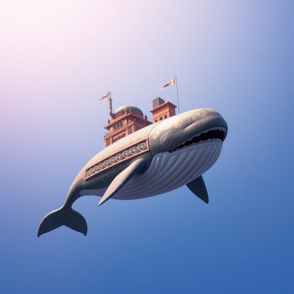 Ancient Sky Whale in Vibrant 4K Digital Art