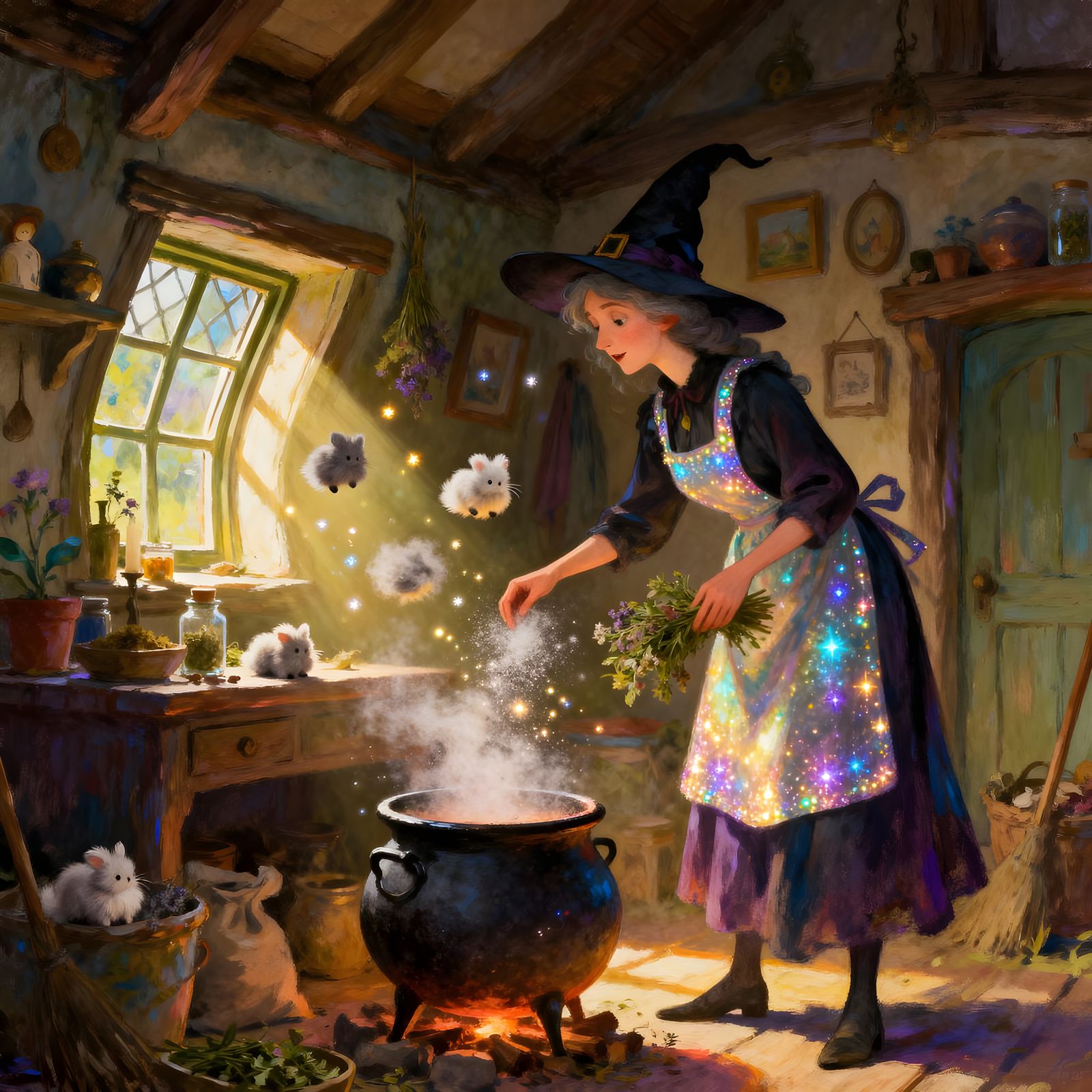 Whimsical Witch Tidies Enchanted Cottage