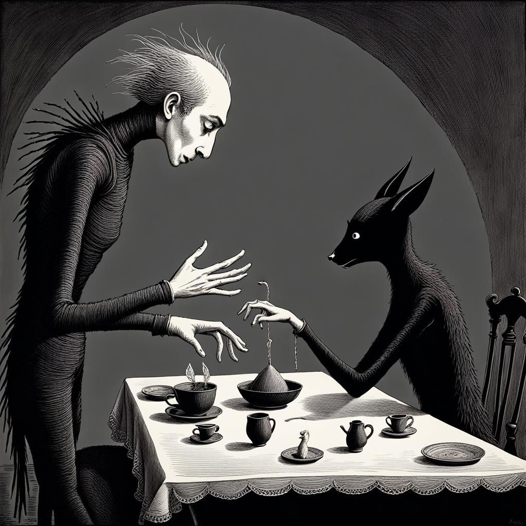 Gothic Creature Rejects Touch in Dark Fantasy Art