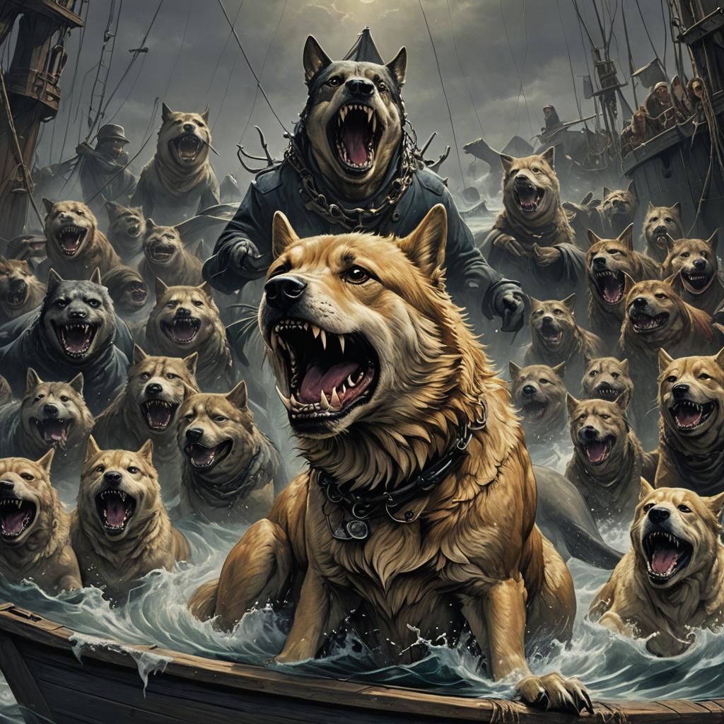 Horror Doge in Jaws Style