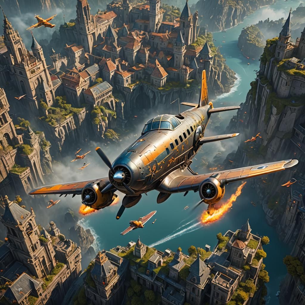 Smiling Airplane in Detailed Fantasy Concept Art