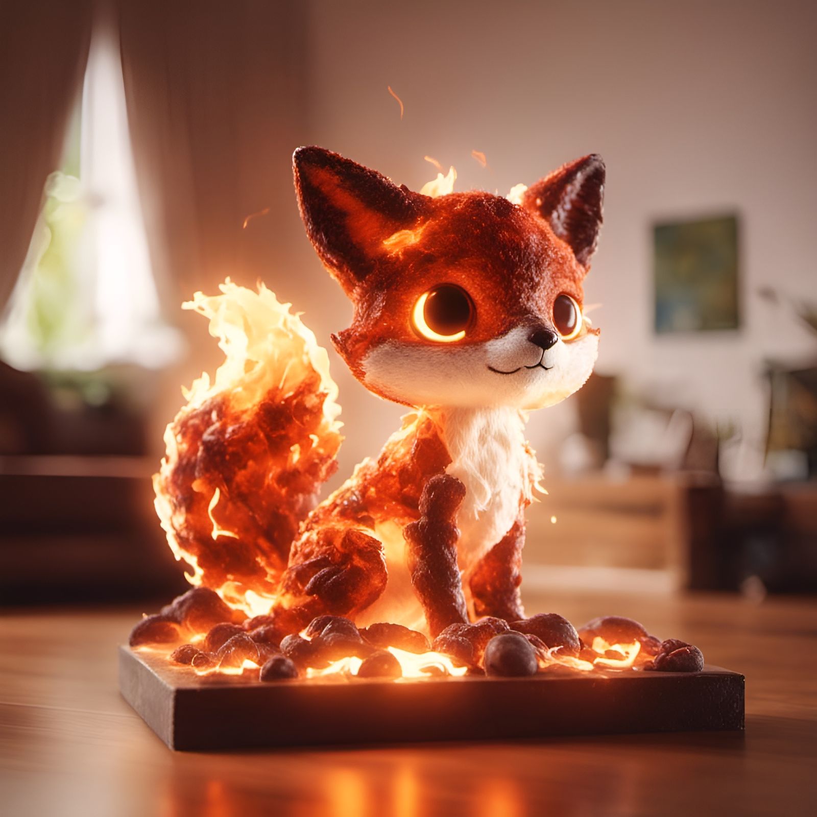 Fiery Lava Fox in Living Room
