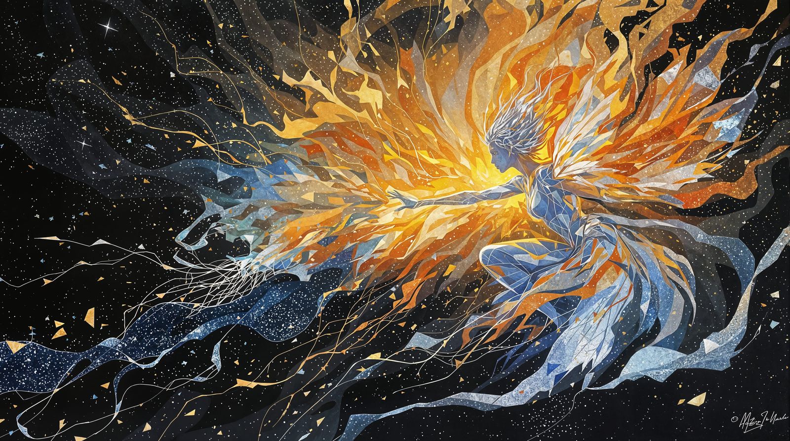 Ethereal Rebirth Amidst Blazing Inferno