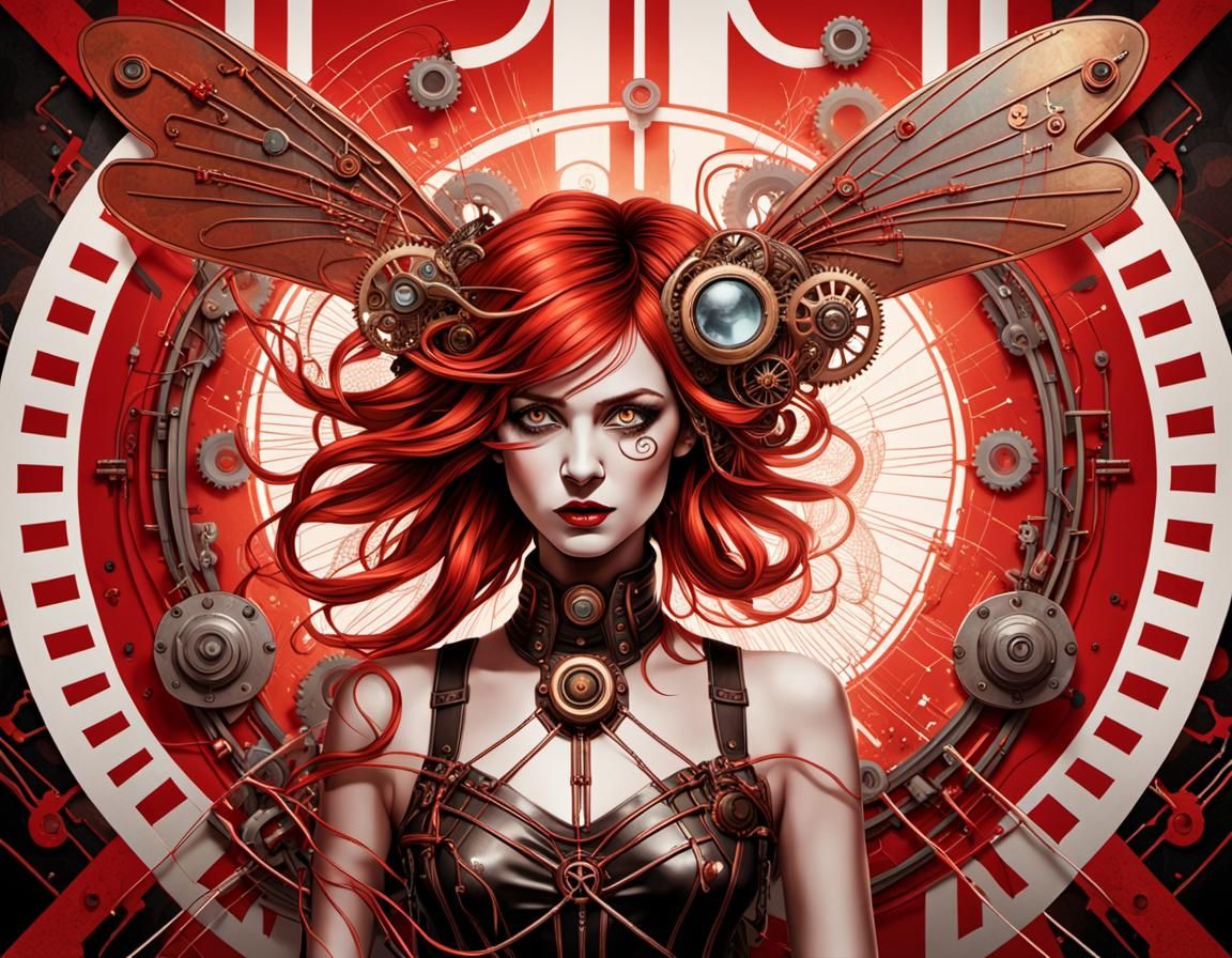 Industrial Steampunk Fairy Poster Art
